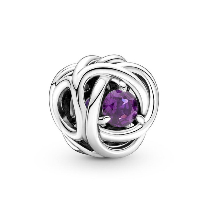 Juweel Pandora Moments Februari Geboortesteen Sweet Grape Purple Oneindige Cirkel Bedel 790065C02 