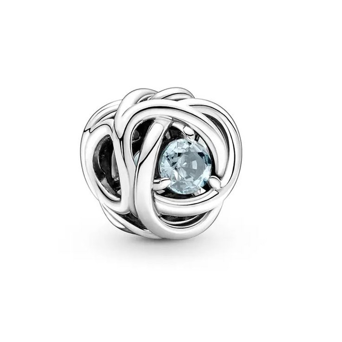 Juweel Pandora Moments Maart Geboortesteen Zeeblauwe Oneindige Cirkel Bedel 790065C09 