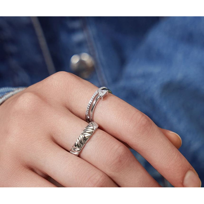Juweel Ania Haie Ring Double White Triangle Stacker Ring R059-04H 