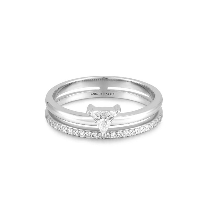 Juweel Ania Haie Ring Double White Triangle Stacker Ring R059-04H 