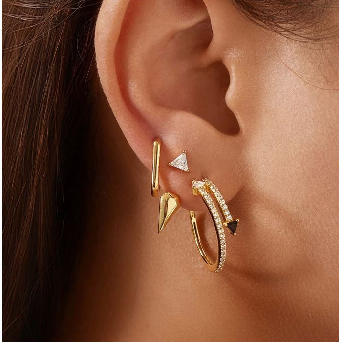 Juweel Ania Haie Sunshine Chaser Triangle Cubic stud earjackets E059-11G 