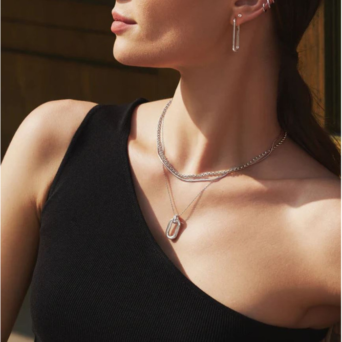 Juweel Ania Haie Vogue Maven Oval Hoop Pendant Necklace N062-01H 