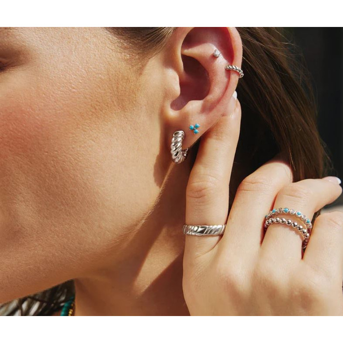 Juweel Ania Haie Chill Voyager Texture Small Huggie Hoop Earrings E063-03H 