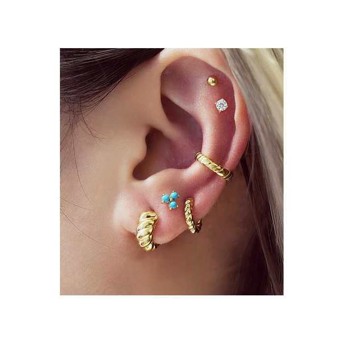 Juweel Ania Haie Chill Voyager Bold Texture Small Huggie Hoop Earrings E063-06G 