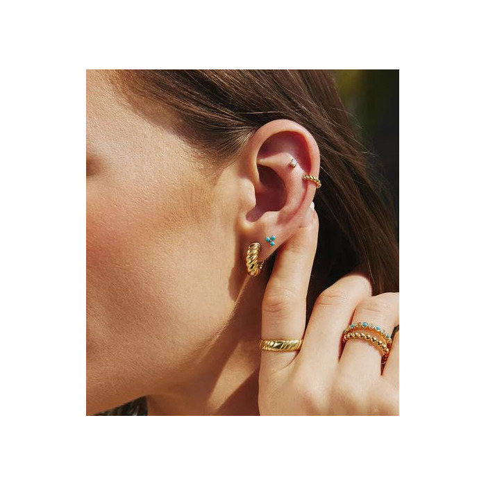 Juweel Ania Haie Chill Voyager Bold Texture Medium Huggie Hoop Earrings E063-07G 