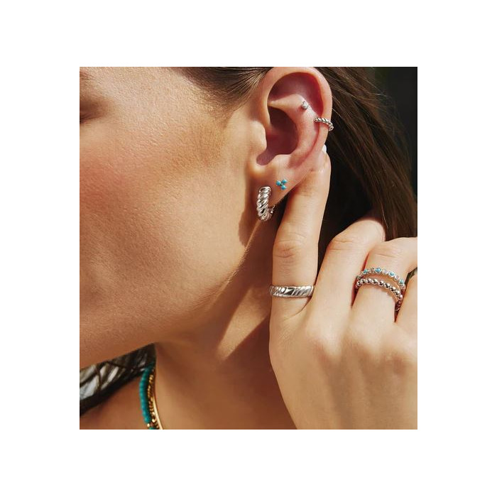 Juweel Ania Haie Chill Voyager Bold Texture Medium Huggie Hoop Earrings E063-07H 