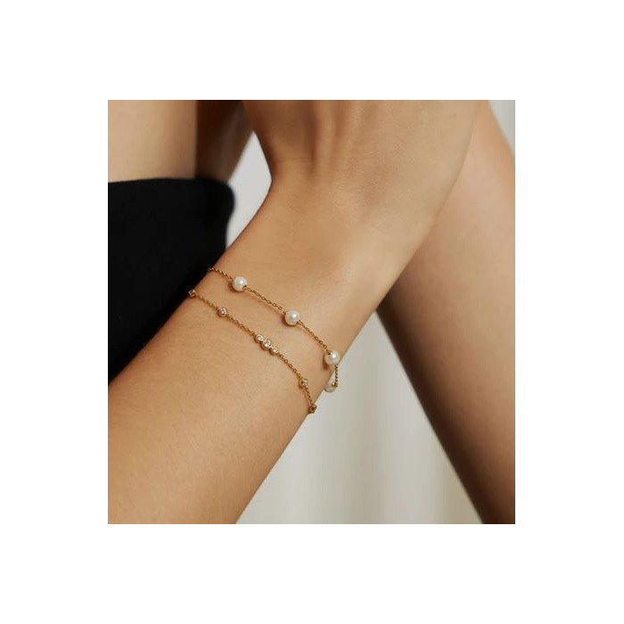 Juweel Ania Haie Miss Dainty Bezel Cubic Zirconia Station Bracelet B065-03G 
