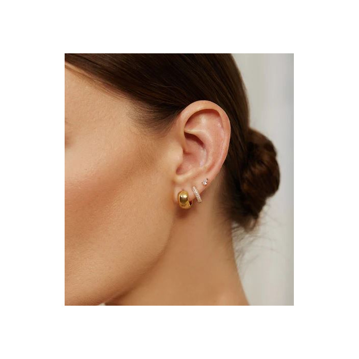 Juweel Ania Haie Sunny Sparkler Chubby Small Huggie Hoop Earrings E064-04G 