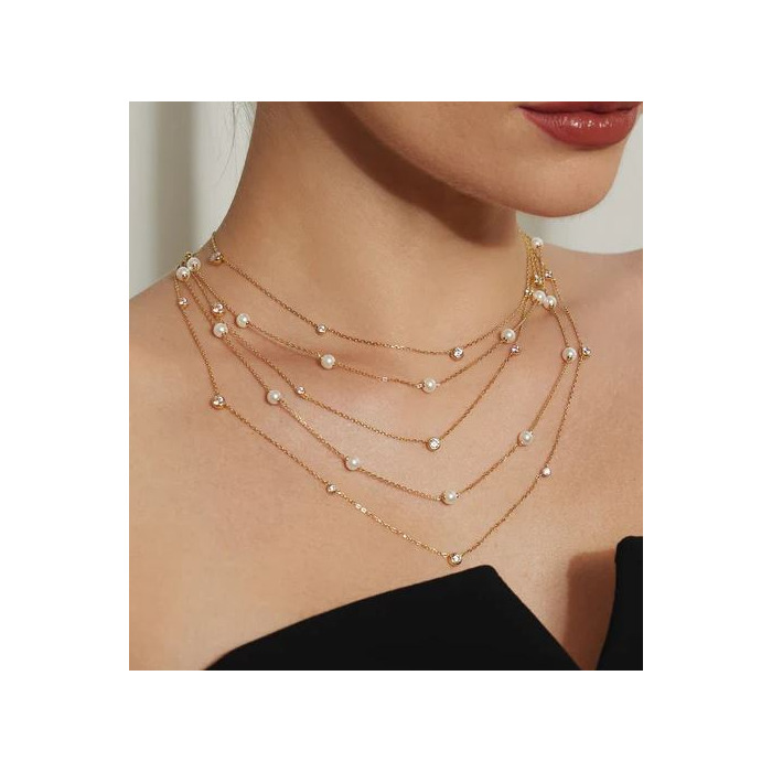 Juweel Ania Haie Miss Dainty Shell Pearl Station Chain Necklace N065-03G 