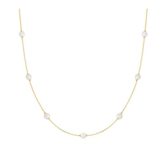 Juweel Ania Haie Miss Dainty Shell Pearl Station Chain Necklace N065-03G  Juweel Ania Haie Miss Dainty Shell Pearl Station Chain Necklace N065-03G
