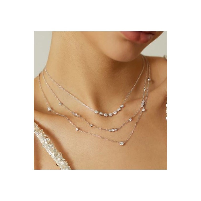 Juweel Ania Haie Miss Dainty Sparkling Bezel Cubic Zirconia Station Necklace  N065-04H