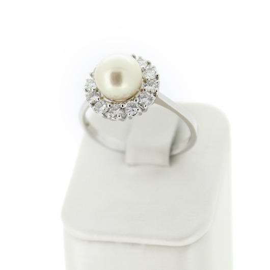 Juweel Ring Witgoud 18 karaat Parel en Briljant '89245-2239-TWDH' Juweel Ring Witgoud 18 karaat Parel en Briljant '89245-2239-TWDH'