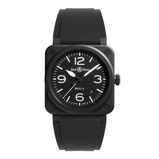Horloge BELL & ROSS AUTO BLACK MAT CERAMIC 41MM BR03A-BL-CE/SRB Horloge BELL & ROSS AUTO BLACK MAT CERAMIC 41MM BR03A-BL-CE/SRB