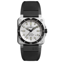 Horloge Bell & Ross BR 03-92 Diver White Steel Rubber strap BR0392-D-WH-ST/SRB Horloge Bell & Ross BR 03-92 Diver White Steel Rubber strap BR0392-D-WH-ST/SRB