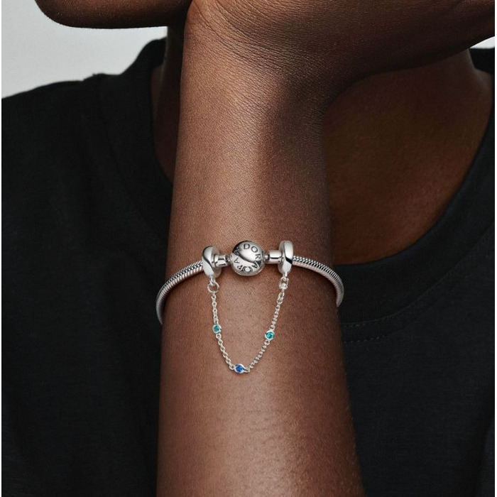 Juweel PANDORA TRIPLE BLUE STONE SAFETY CHAIN 791688C01-05 