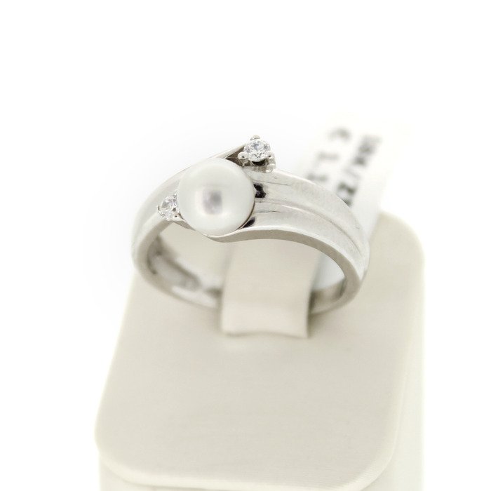 Juweel Ring Orage Witgoud 18 karaat Parel en Zirconium 'CV-2281-TWDH' 