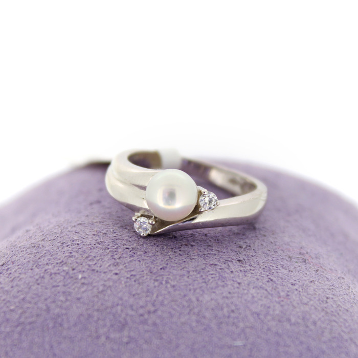 Juweel Ring Orage Witgoud 18 karaat Parel en Zirconium 'CV-2281-TWDH' 