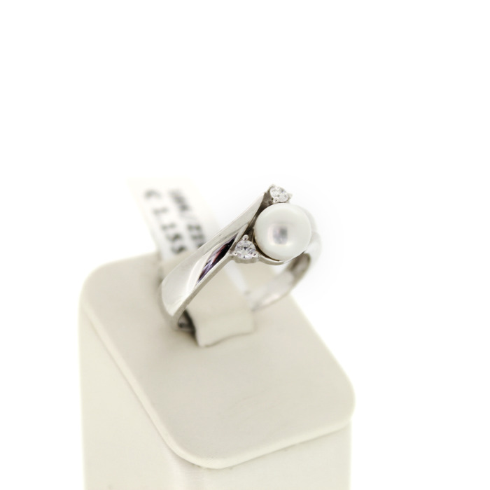 Juweel Ring Orage Witgoud 18 karaat Parel en Zirconium 'CV-2281-TWDH' 