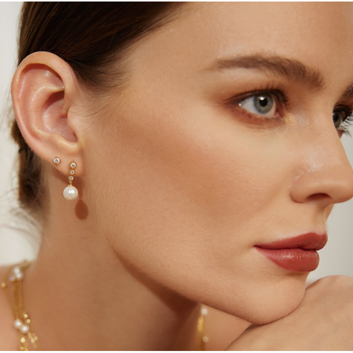 Juweel Ania Haie Miss Dainty Tennis Beaded Stone Shell Pearl Drop Stud Earrings E065-03G 
