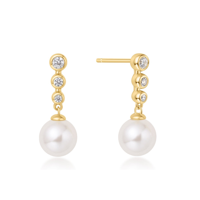 Juweel Ania Haie Miss Dainty Tennis Beaded Stone Shell Pearl Drop Stud Earrings E065-03G 