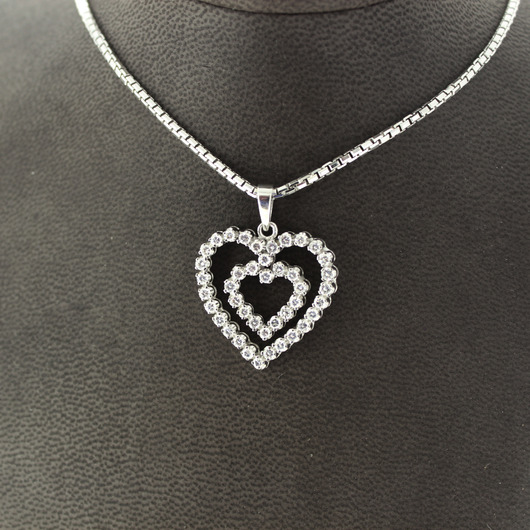 Juweel Ketting hart witgoud 18 karaat briljanten '91828-2313-TWDH' Juweel Ketting hart witgoud 18 karaat briljanten '91828-2313-TWDH'