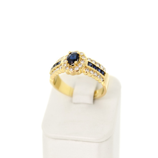 Juweel Ring geelgoud 18 karaat met briljanten en saffier '91835-2304-TWDH' Juweel Ring geelgoud 18 karaat met briljanten en saffier '91835-2304-TWDH'