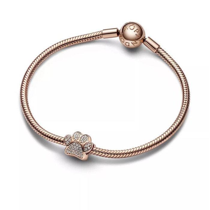 Juweel Pandora Moments Sparkling Paw Print Bedel Rosé Zilver925 781714C01 