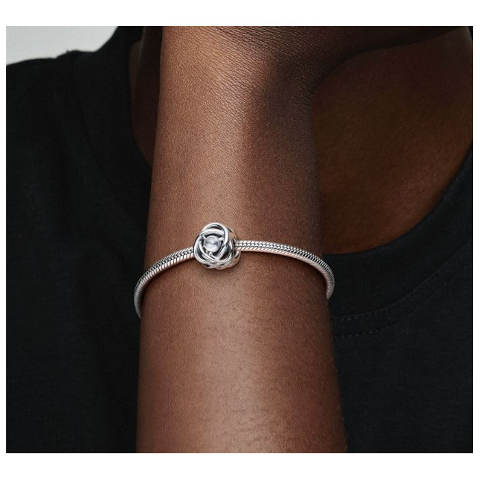 Juweel Pandora Moments April Geboortesteen Transparante Oneindige Cirkel Bedel 790064C01 