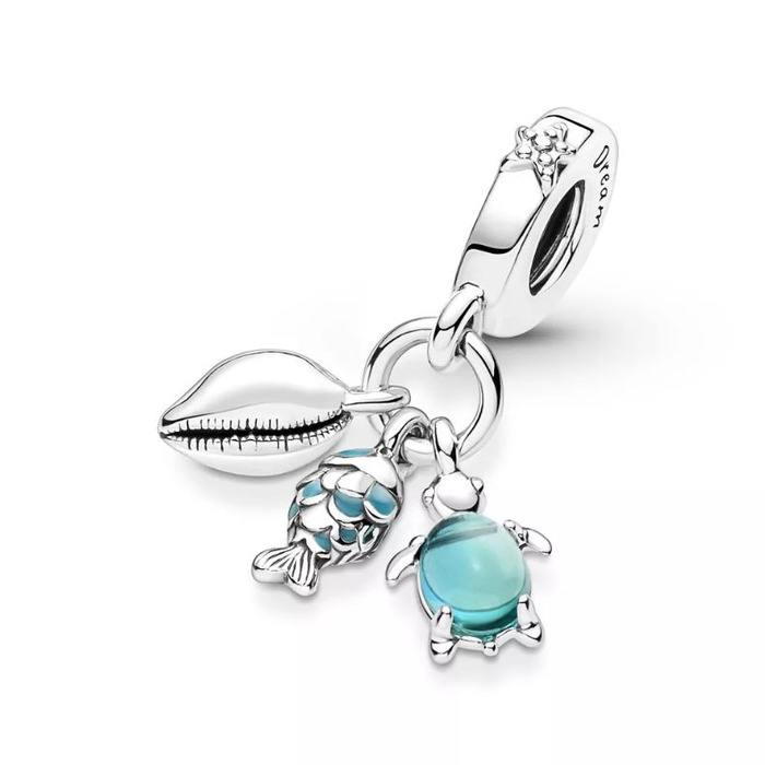 Juweel Pandora Fish, Sea Turtle & Conch Triple Dangle Charm 791697C01 