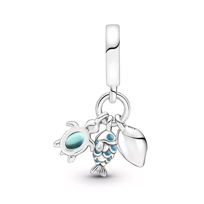 Juweel Pandora Fish, Sea Turtle & Conch Triple Dangle Charm 791697C01 