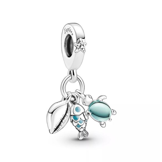 Juweel Pandora Fish, Sea Turtle & Conch Triple Dangle Charm 791697C01  Juweel Pandora Fish, Sea Turtle & Conch Triple Dangle Charm 791697C01