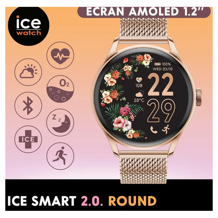 Horloge Ice Watch ICE Smart 2.0 ROSE GOLD MILANESE BAND 1.2 AMOLED 023394 