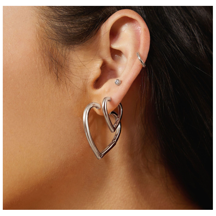 Juweel Ania Haie Sunny Sparkler Medium Heart Hoop Earrings E064-03H 88888