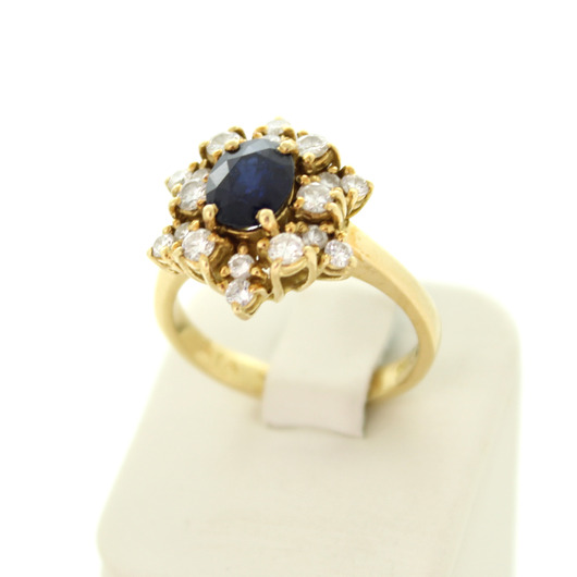 Juweel Ring Entourage Geelgoud 18 karaat briljant en saffier '92642-2340-TWDH'  Juweel Ring Entourage Geelgoud 18 karaat briljant en saffier '92642-2340-TWDH'