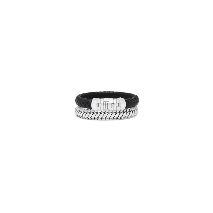 Juweel BUDDHA TO BUDDHA - Ben Customized Set Silver & Leather Armband 008BL