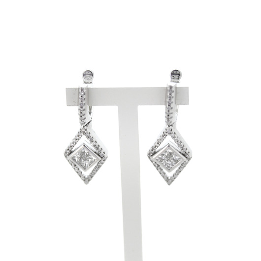 Juweel Oorbellen Centoventuno witgoud 18 karaat briljanten en princess cut '92558-2347-TWDH' Juweel Oorbellen Centoventuno witgoud 18 karaat briljanten en princess cut '92558-2347-TWDH'