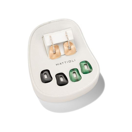 Juweel Mattioli Puzzle small earrings box in rosé gold and 2 Puzzles onix and malachite MOR054R041G Juweel Mattioli Puzzle small earrings box in rosé gold and 2 Puzzles onix and malachite MOR054R041G