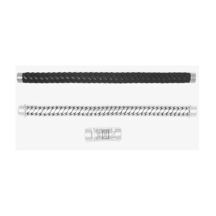 Juweel BUDDHA TO BUDDHA - Ben Customized Set Silver & Leather Armband 008BL