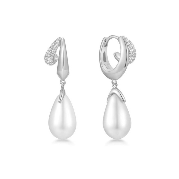 Juweel Ania Haie Reimaginer Sparkling Mixed Shell Pearl Drop Huggie Hoop Earrings E069-09H 